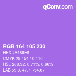 Color code: RGB 164 105 230 | qconv.com
