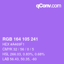 Color code: RGB 164 105 241 | qconv.com