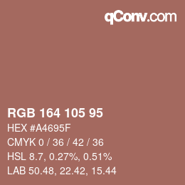 Color code: RGB 164 105 95 | qconv.com