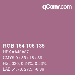 Color code: RGB 164 106 135 | qconv.com