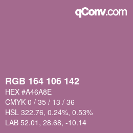 Color code: RGB 164 106 142 | qconv.com
