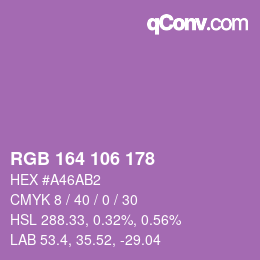 Color code: RGB 164 106 178 | qconv.com