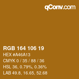 Color code: RGB 164 106 19 | qconv.com