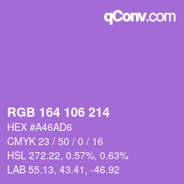 Color code: RGB 164 106 214 | qconv.com