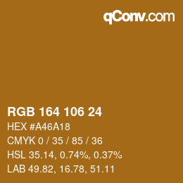 Color code: RGB 164 106 24 | qconv.com