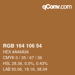 Color code: RGB 164 106 54 | qconv.com