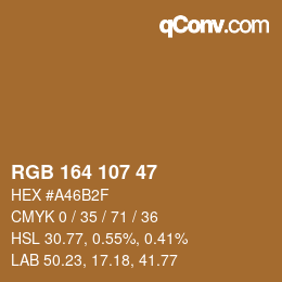 Color code: RGB 164 107 47 | qconv.com