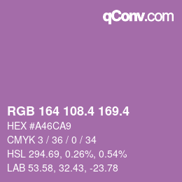 カラーコード: RGB 164 108.4 169.4 | qconv.com