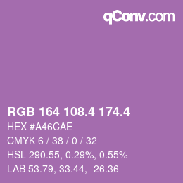 カラーコード: RGB 164 108.4 174.4 | qconv.com