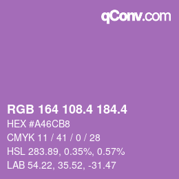 カラーコード: RGB 164 108.4 184.4 | qconv.com