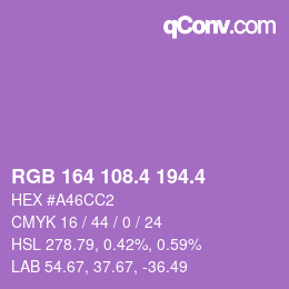 カラーコード: RGB 164 108.4 194.4 | qconv.com