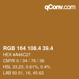 カラーコード: RGB 164 108.4 39.4 | qconv.com
