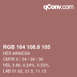 カラーコード: RGB 164 108.8 105 | qconv.com