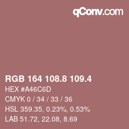 カラーコード: RGB 164 108.8 109.4 | qconv.com