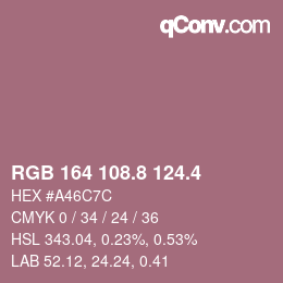 カラーコード: RGB 164 108.8 124.4 | qconv.com