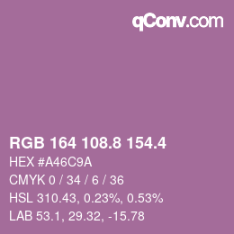 カラーコード: RGB 164 108.8 154.4 | qconv.com
