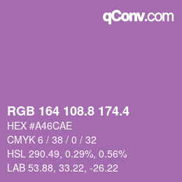 カラーコード: RGB 164 108.8 174.4 | qconv.com