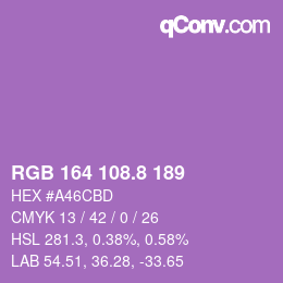 カラーコード: RGB 164 108.8 189 | qconv.com