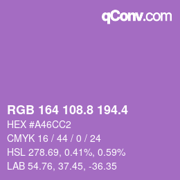 カラーコード: RGB 164 108.8 194.4 | qconv.com