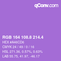 カラーコード: RGB 164 108.8 214.4 | qconv.com