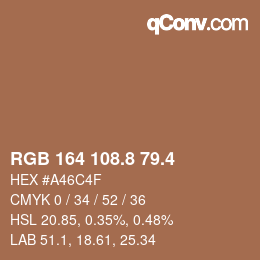 カラーコード: RGB 164 108.8 79.4 | qconv.com