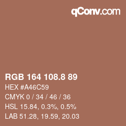 カラーコード: RGB 164 108.8 89 | qconv.com
