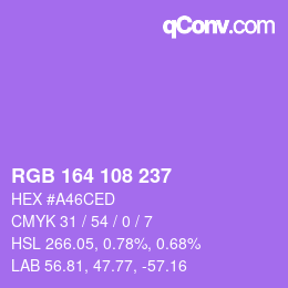 Color code: RGB 164 108 237 | qconv.com
