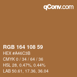 Color code: RGB 164 108 59 | qconv.com