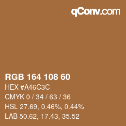 Color code: RGB 164 108 60 | qconv.com
