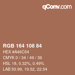 Color code: RGB 164 108 84 | qconv.com