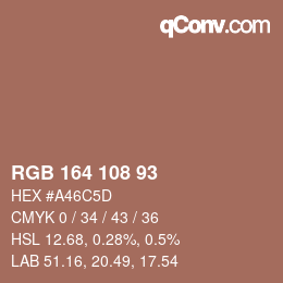 Color code: RGB 164 108 93 | qconv.com
