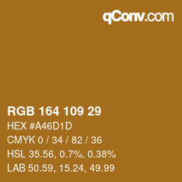 Color code: RGB 164 109 29 | qconv.com