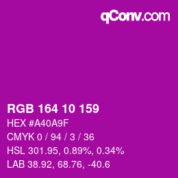 Color code: RGB 164 10 159 | qconv.com