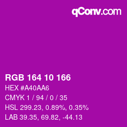 Color code: RGB 164 10 166 | qconv.com