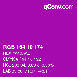 Color code: RGB 164 10 174 | qconv.com