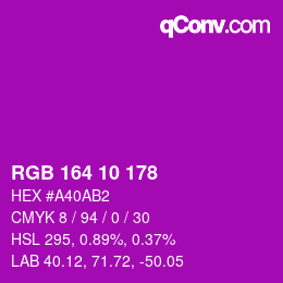 Color code: RGB 164 10 178 | qconv.com