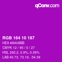 カラーコード: RGB 164 10 187 | qconv.com
