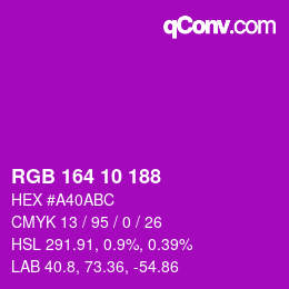 Color code: RGB 164 10 188 | qconv.com
