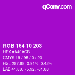 カラーコード: RGB 164 10 203 | qconv.com
