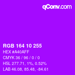 Color code: RGB 164 10 255 | qconv.com