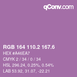 カラーコード: RGB 164 110.2 167.6 | qconv.com