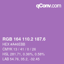 カラーコード: RGB 164 110.2 187.6 | qconv.com