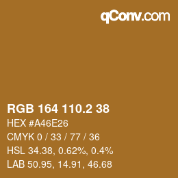 カラーコード: RGB 164 110.2 38 | qconv.com