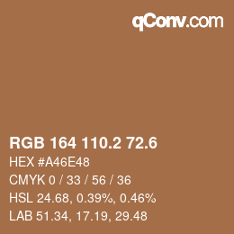 カラーコード: RGB 164 110.2 72.6 | qconv.com