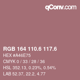 カラーコード: RGB 164 110.6 117.6 | qconv.com