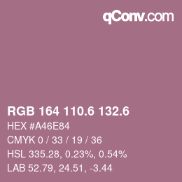 カラーコード: RGB 164 110.6 132.6 | qconv.com