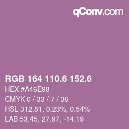 カラーコード: RGB 164 110.6 152.6 | qconv.com