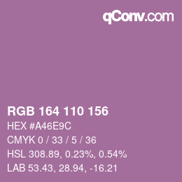 カラーコード: RGB 164 110 156 | qconv.com