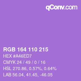 カラーコード: RGB 164 110 215 | qconv.com