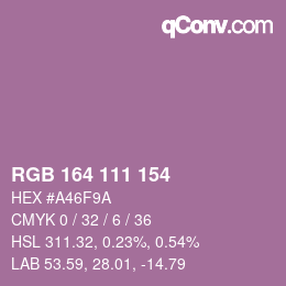 Color code: RGB 164 111 154 | qconv.com